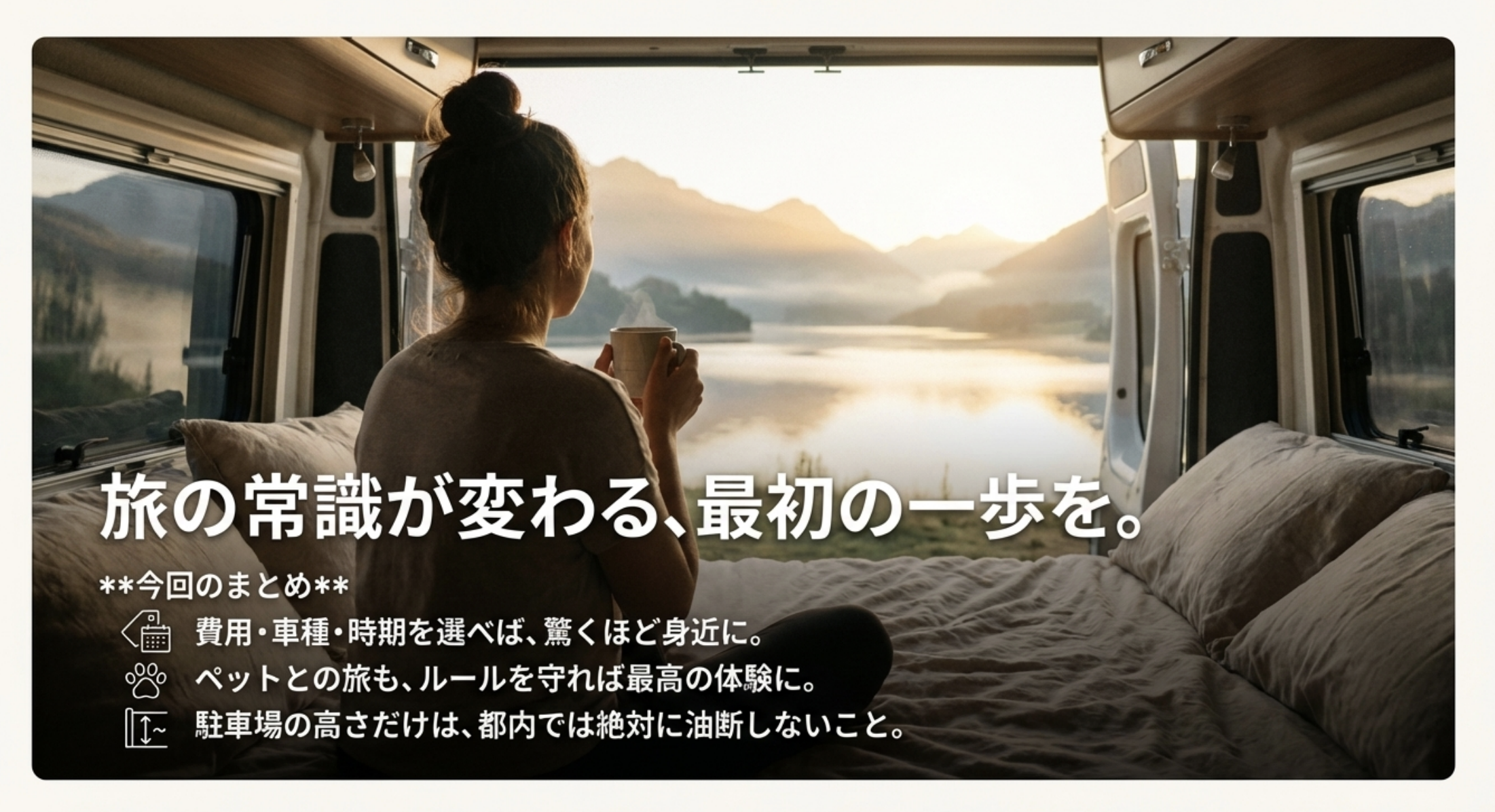 費用・車種・ペット・駐車場の高さ制限など、本記事の要点を1枚にまとめたスライド